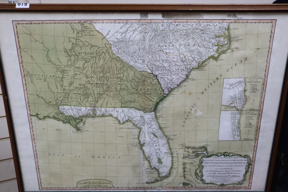 Laurie & Whittle, coloured engraving, New and General map of the Southern Dominions belonging to the United States of America 1794,